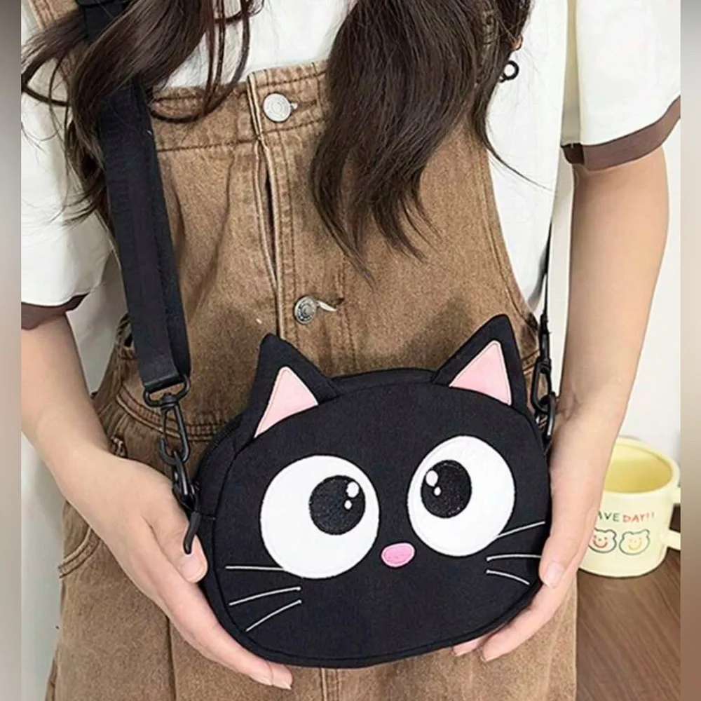 Cat Crossbody belt Bag black kitten purse mini phone teen’s girl’s kid’s school